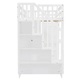 Twin Solid Wood Multifunctional Loft Bed With Storage - Driftwood - Omega Lifestyles