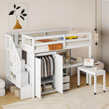 Twin Solid Wood Multifunctional Loft Bed With Storage - Driftwood - Omega Lifestyles