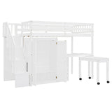 Twin Solid Wood Multifunctional Loft Bed With Storage - Driftwood - Omega Lifestyles