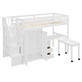 Twin Solid Wood Multifunctional Loft Bed With Storage - Driftwood - Omega Lifestyles