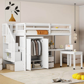 Twin Solid Wood Multifunctional Loft Bed With Storage - Omega Lifestyles
