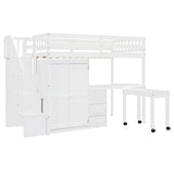 Twin Solid Wood Multifunctional Loft Bed With Storage - Driftwood - Omega Lifestyles