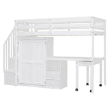Twin Solid Wood Multifunctional Loft Bed With Storage - Driftwood - Omega Lifestyles