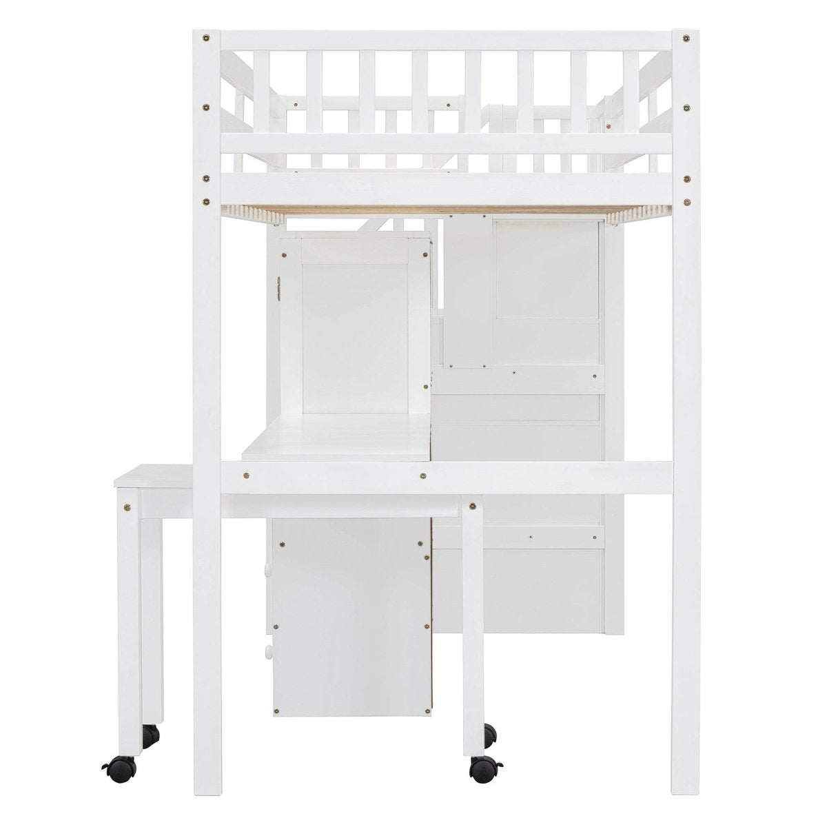 Twin Solid Wood Multifunctional Loft Bed With Storage - Driftwood - Omega Lifestyles