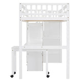 Twin Solid Wood Multifunctional Loft Bed With Storage - Driftwood - Omega Lifestyles