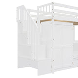 Twin Solid Wood Multifunctional Loft Bed With Storage - Driftwood - Omega Lifestyles