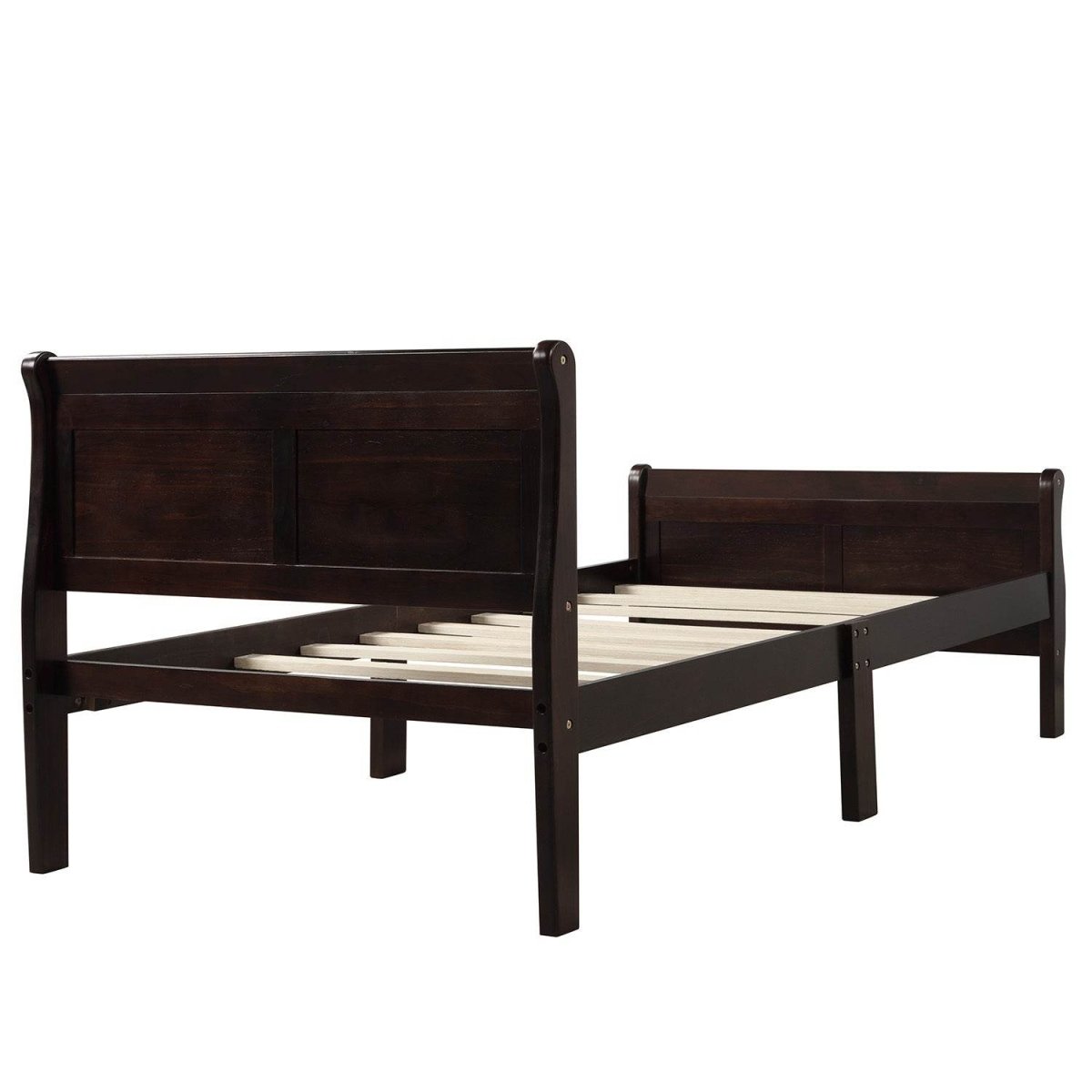 Twin Solid Wood Platform Bed Frame With Headboard And Footboard - Driftwood - Omega Lifestyles