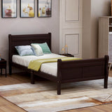 Twin Solid Wood Platform Bed Frame With Headboard And Footboard - Driftwood - Omega Lifestyles