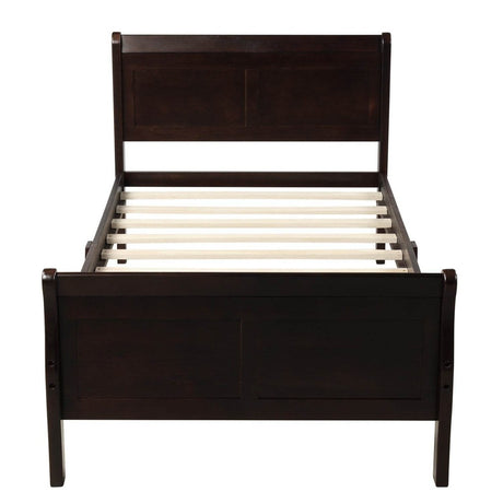Twin Solid Wood Platform Bed Frame With Headboard And Footboard - Driftwood - Omega Lifestyles