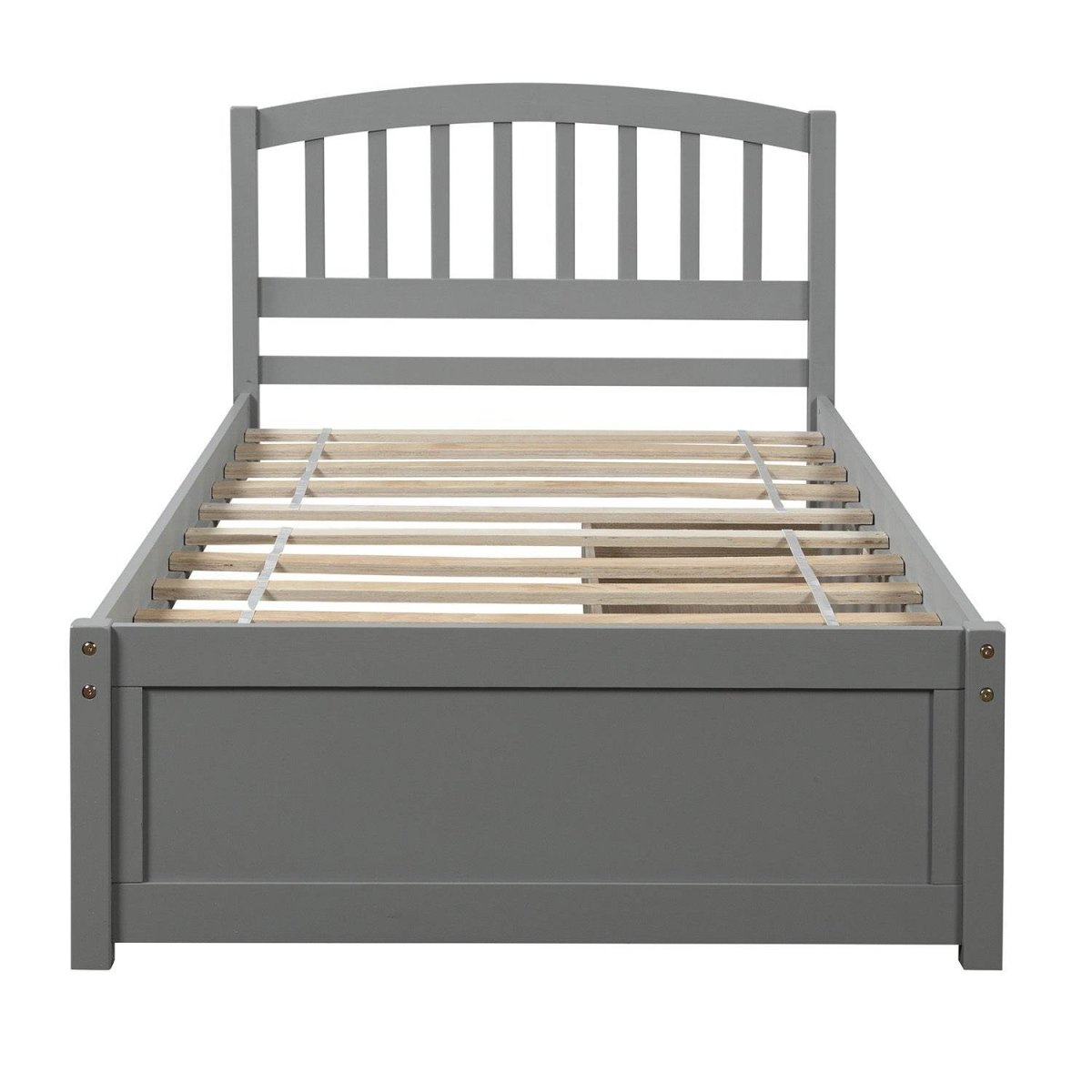 Twin Solid Wood Platform Bed Frame With Storage Drawers - Driftwood - Omega Lifestyles