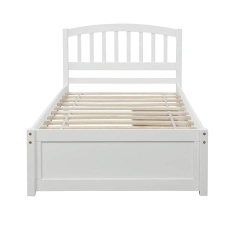 Twin Solid Wood Platform Bed Frame With Storage Drawers - Driftwood - Omega Lifestyles