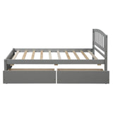 Twin Solid Wood Platform Bed Frame With Storage Drawers - Driftwood - Omega Lifestyles