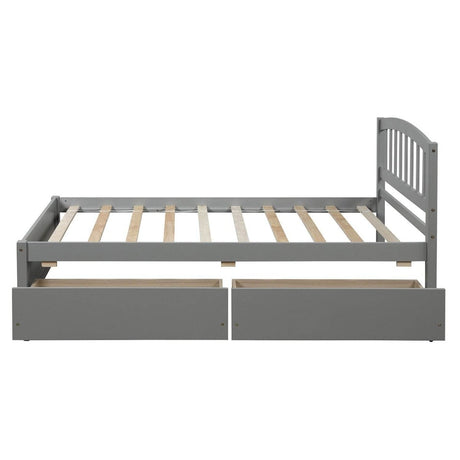 Twin Solid Wood Platform Bed Frame With Storage Drawers - Driftwood - Omega Lifestyles