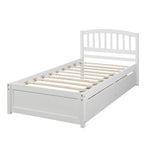 Twin Solid Wood Platform Bed Frame With Storage Drawers - Driftwood - Omega Lifestyles