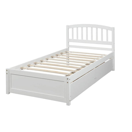 Twin Solid Wood Platform Bed Frame With Storage Drawers - Driftwood - Omega Lifestyles