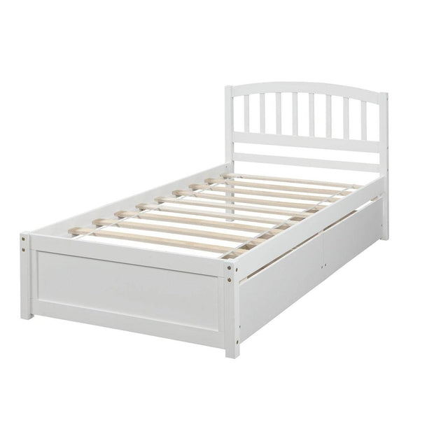 Twin Solid Wood Platform Bed Frame With Storage Drawers - Omega Lifestyles