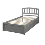 Twin Solid Wood Platform Bed Frame With Storage Drawers - Driftwood - Omega Lifestyles