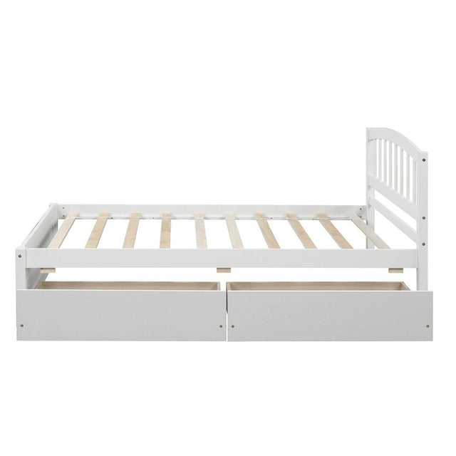 Twin Solid Wood Platform Bed Frame With Storage Drawers - Omega Lifestyles