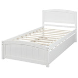 Twin Solid Wood Platform Bed With Trundle - Driftwood - Omega Lifestyles