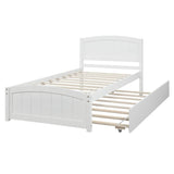 Twin Solid Wood Platform Bed With Trundle - Driftwood - Omega Lifestyles