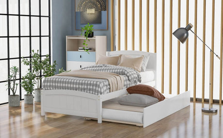 Twin Solid Wood Platform Bed With Trundle - Driftwood - Omega Lifestyles