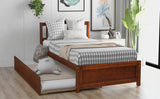 Twin Solid Wood Platform Bed With Trundle Walnut - Driftwood - Omega Lifestyles