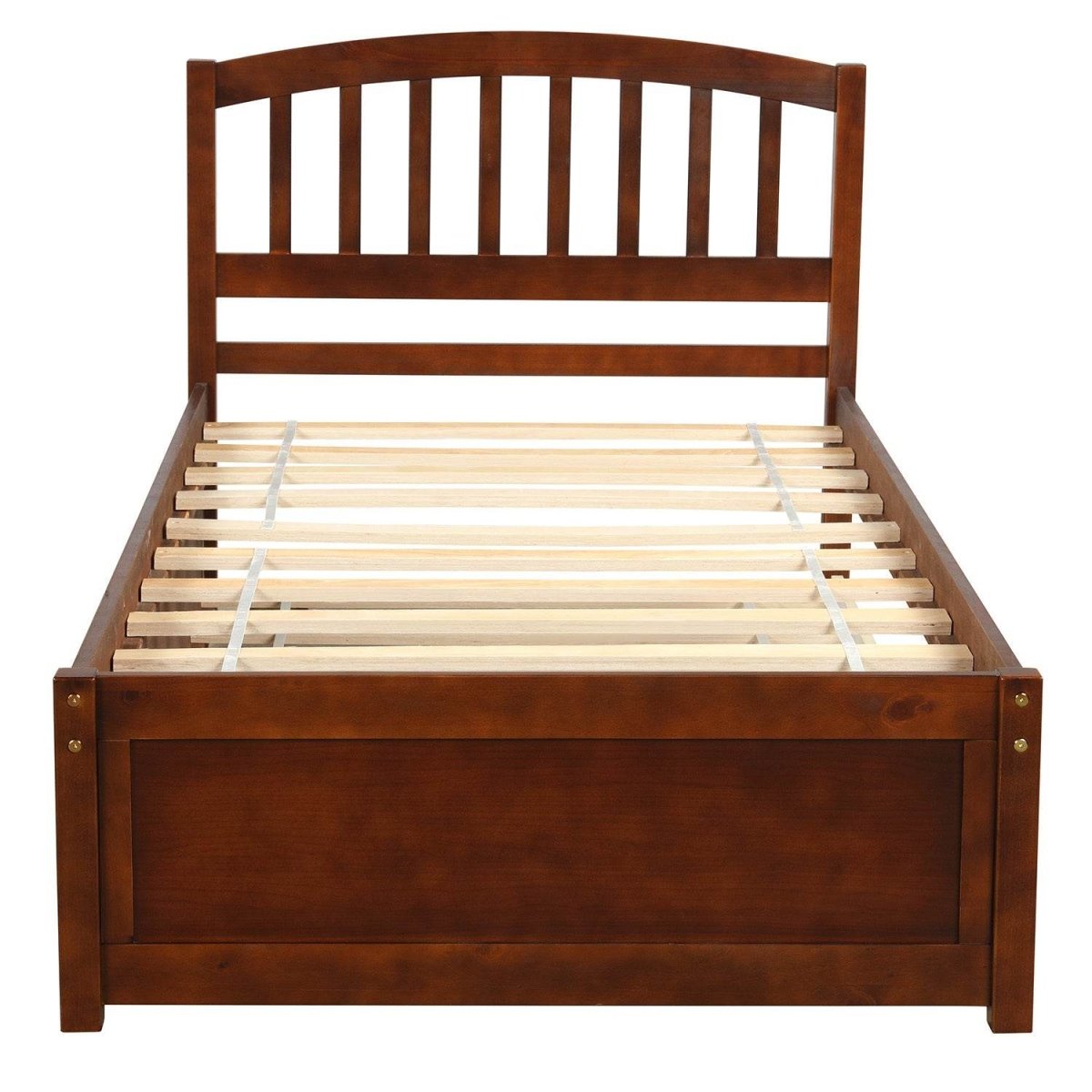 Twin Solid Wood Platform Bed With Trundle Walnut - Driftwood - Omega Lifestyles