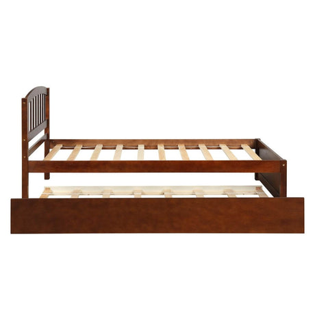 Twin Solid Wood Platform Bed With Trundle Walnut - Driftwood - Omega Lifestyles