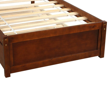 Twin Solid Wood Platform Bed With Trundle Walnut - Driftwood - Omega Lifestyles