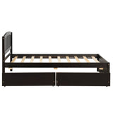 Twin Solid Wood Platform Bed With Two Drawers - Driftwood - Omega Lifestyles