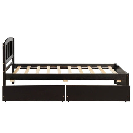 Twin Solid Wood Platform Bed With Two Drawers - Driftwood - Omega Lifestyles
