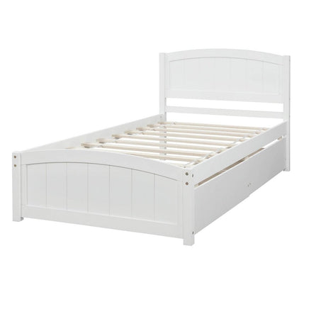 Twin Solid Wood Platform Bed With Two Drawers - Driftwood - Omega Lifestyles