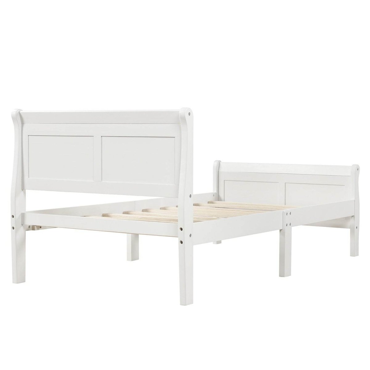 Twin Solid Wood Sleigh Platform Bed With Headboard Footboard - Driftwood - Omega Lifestyles