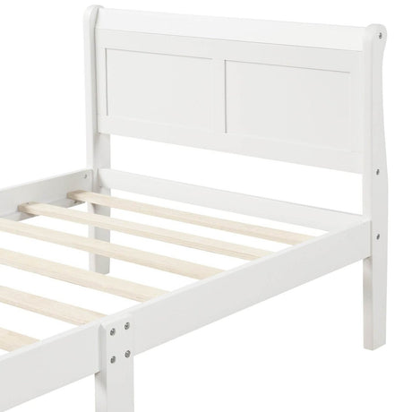 Twin Solid Wood Sleigh Platform Bed With Headboard Footboard - Driftwood - Omega Lifestyles