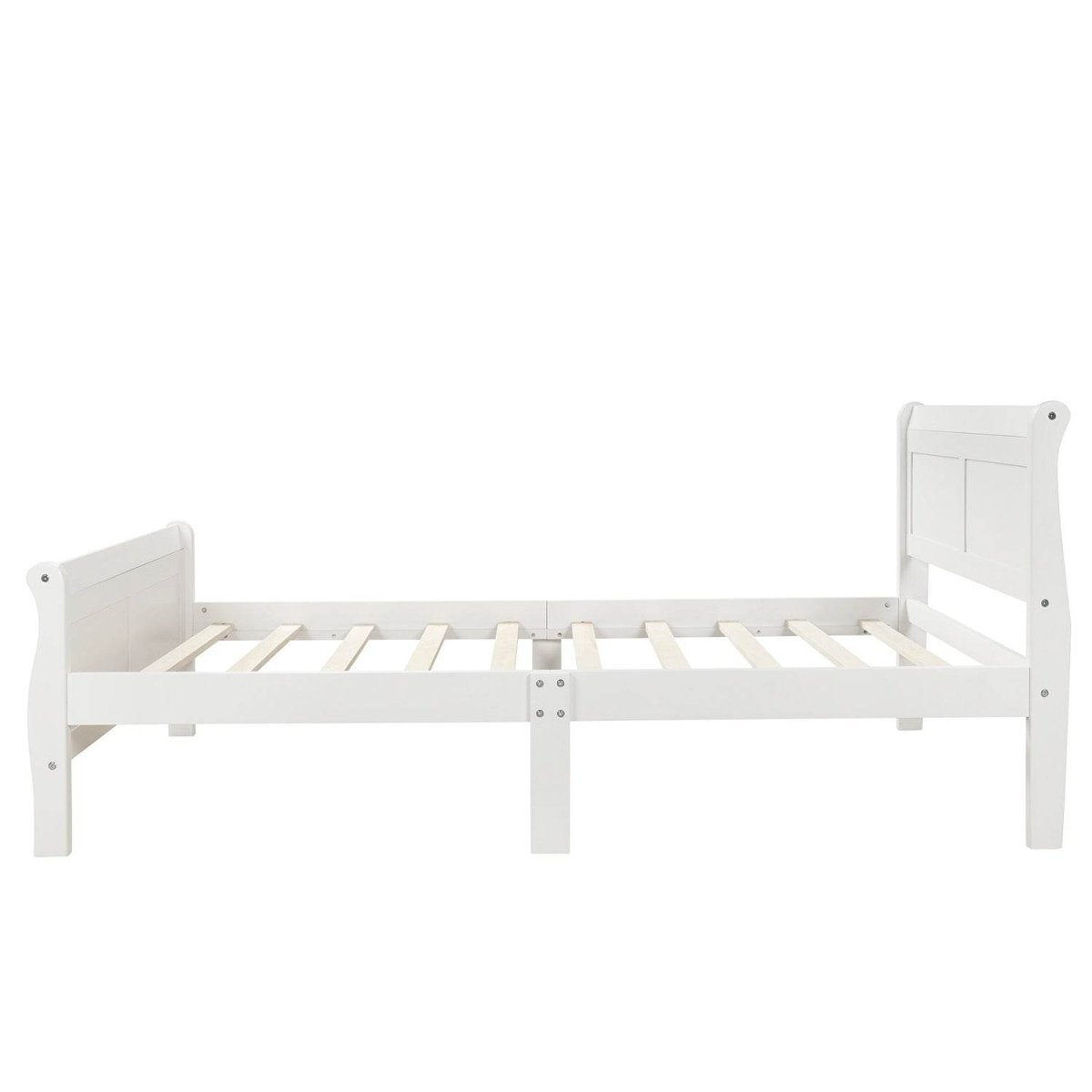 Twin Solid Wood Sleigh Platform Bed With Headboard Footboard - Driftwood - Omega Lifestyles