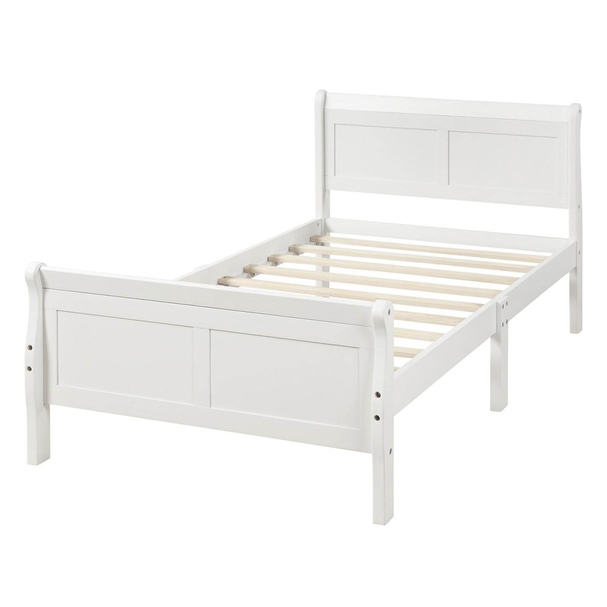 Twin Solid Wood Sleigh Platform Bed With Headboard Footboard - Driftwood - Omega Lifestyles