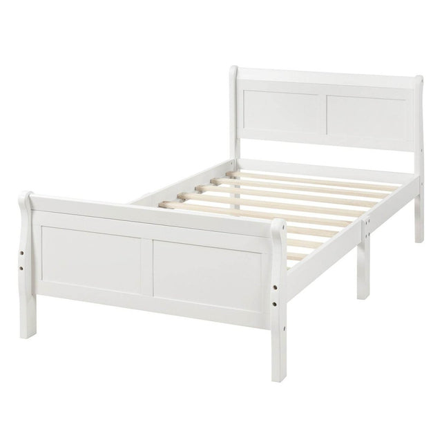 Twin Solid Wood Sleigh Platform Bed With Headboard Footboard - Driftwood - Omega Lifestyles