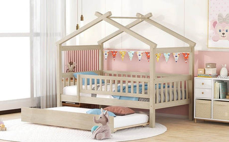 Twin Wooden House Daybed With Trundle Storage - Sleep Galleria