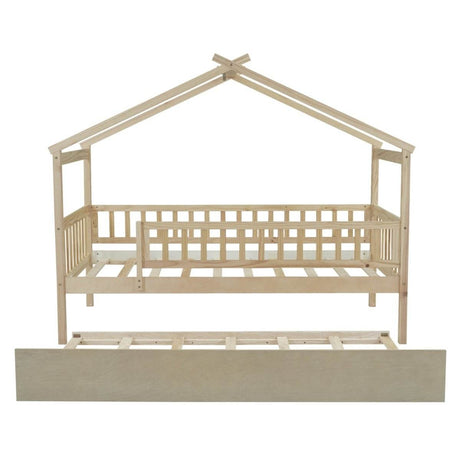 Twin Wooden House Daybed With Trundle Storage - Sleep Galleria