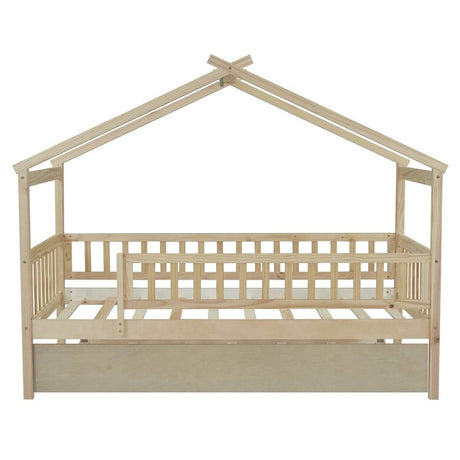 Twin Wooden House Daybed With Trundle Storage - Sleep Galleria