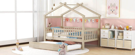 Twin Wooden House Daybed With Trundle Storage - Sleep Galleria