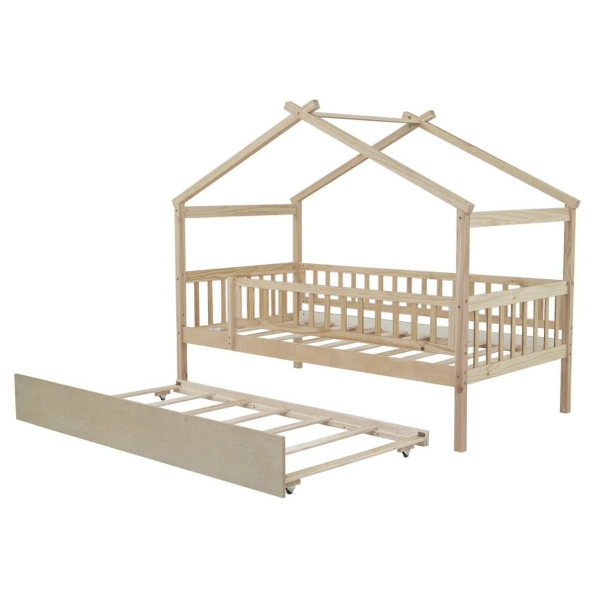 Twin Wooden House Daybed With Trundle Storage - Sleep Galleria