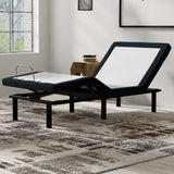 Twin XL Adjustable Base With Massage Pillow Tilt USB Ports - Driftwood - Omega Lifestyles