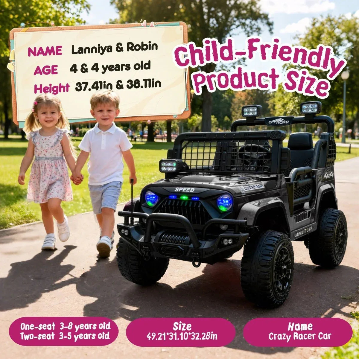 Two-Seater Kids Electric Ride-On Car With Remote Control - Omega Lifestyles