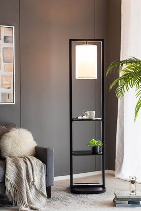 Two Tiered Vertical Iron Shelving Stand With Light - Omega Lifestyles