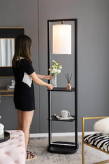 Two Tiered Vertical Iron Shelving Stand With Light - Sleep Galleria