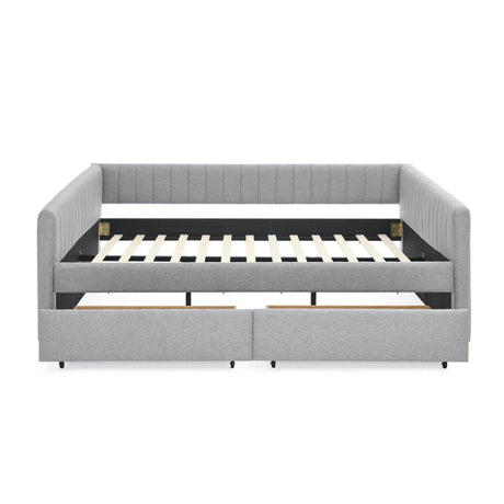 Upholstered Linen Daybed With Two Storage Drawers - Sleep Galleria