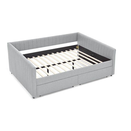 Upholstered Linen Daybed With Two Storage Drawers - Sleep Galleria