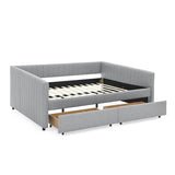 Upholstered Linen Daybed With Two Storage Drawers - Sleep Galleria