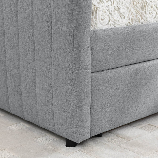 Upholstered Linen Daybed With Two Storage Drawers - Omega Lifestyles